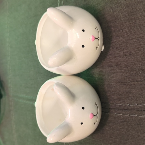 Porcelain Bunny Small Decorative Planters Plants Easter Spring Cute Rabbit Decor - Picture 1 of 5